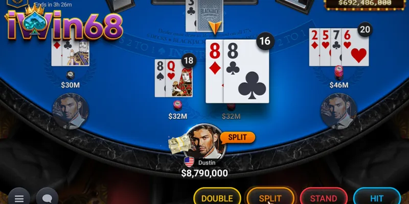 Tham gia cược Blackjack trên Iwin68 rất dễ dàng